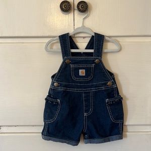 Carhartt Denim Overall Shorts Baby Girl (Size: 9M)